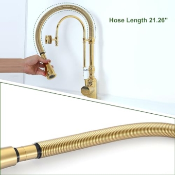 KunMai Gold Kitchen Faucet with Pull Down Sprayer
