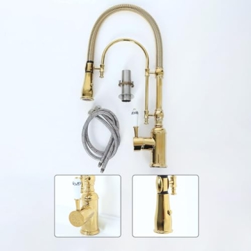 KunMai Gold Kitchen Faucet with Pull Down Sprayer