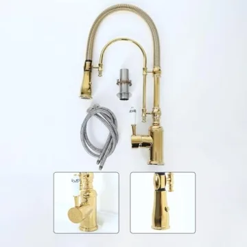 KunMai Gold Kitchen Faucet with Pull Down Sprayer