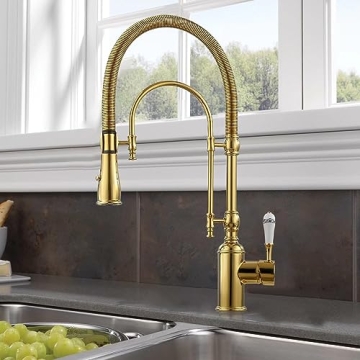KunMai Gold Kitchen Faucet with Pull Down Sprayer