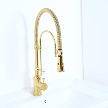 KunMai Gold Kitchen Faucet with Pull Down Sprayer