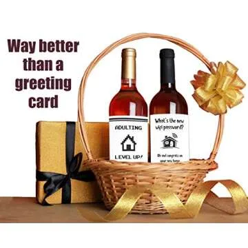 Funny Housewarming Gifts - 5 Wine Labels for House Warming Presents for Couple, New Homeowners or Realtor Gifts - Funny First Time Home Owner Gift Ideas - Housewarming Gifts New Home