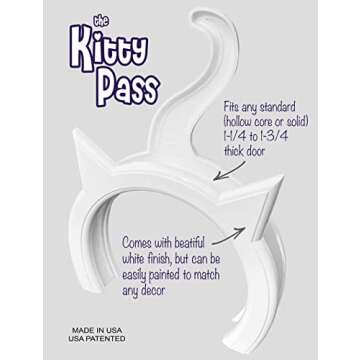 The Kitty Pass Interior cat Door - let Your cat in and Out of Closed Doors, Secure pet Proof gate Latch - for Cats up to 21 lbs