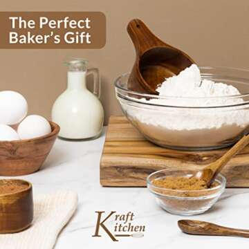 Kraft Kitchen Wooden Measuring Cups & Spoons Set - Eco-Friendly Kitchen Tool