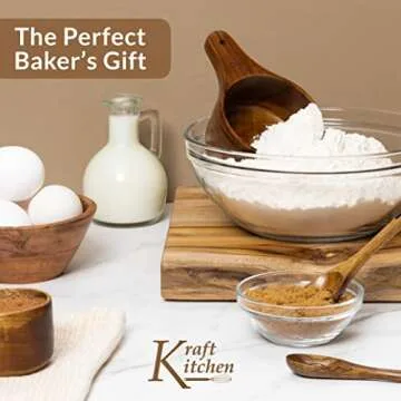 Kraft Kitchen Wooden Measuring Cups & Spoons Set - Eco-Friendly Kitchen Tool