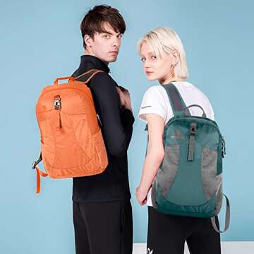 sinotron 22L Lightweight Packable Hiking Backpack, Small Hiking Backpack Day Pack for Women Men Travel Camping Vacation, Dark Green