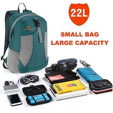 sinotron 22L Lightweight Packable Hiking Backpack, Small Hiking Backpack Day Pack for Women Men Travel Camping Vacation, Dark Green