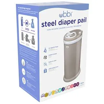 Ubbi Steel Diaper Pail, Odor Locking, No Special Bag Required, Award-Winning, Registry Must-Have, Ta...
