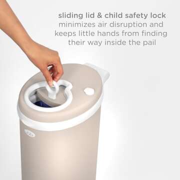Ubbi Steel Diaper Pail, Odor Locking, No Special Bag Required, Award-Winning, Registry Must-Have, Taupe