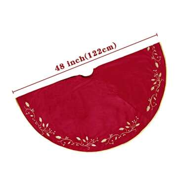 Bunny Chorus Christmas Tree Skirt with Gold Holly Embroidery