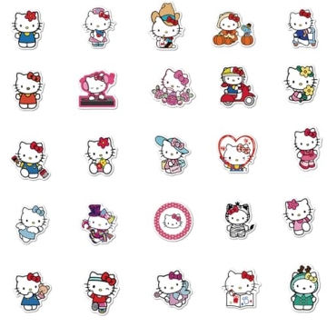 50pcs Cute Hello Cat Kitty Waterproof Stickers Pack