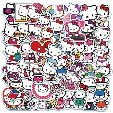 50pcs Cute Hello Cat Kitty Waterproof Stickers Pack