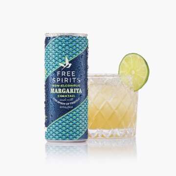 Free Spirits Margarita (12 Pack) Non-Alcoholic Cocktail - Ready To Drink Mocktail - Low Sugar, Real Fruit Juice, B-Vitamins - Award-Winning - 8.4 fl oz Cans