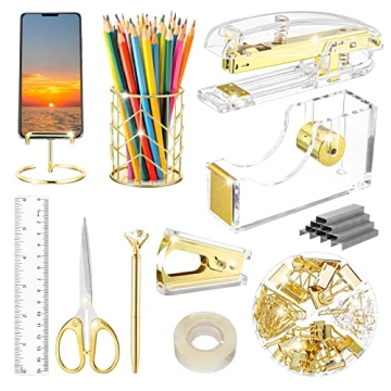 Aibocn Gold Desk Accessories Set for Office Supplies