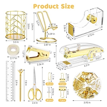 Aibocn Gold Desk Accessories Set for Office Supplies