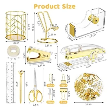 Aibocn Gold Desk Accessories Set for Office Supplies