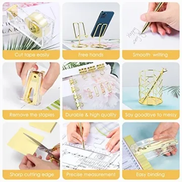 Aibocn Gold Desk Accessories Set for Office Supplies