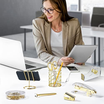 Aibocn Gold Desk Accessories Set for Office Supplies