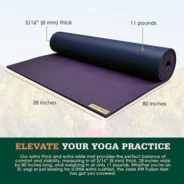 JadeYoga Fusion XW Yoga Mat – Extra thick Yoga Mat with More Cushioning, Home Workout Mat for Men and Women, Premium and Sturdy Exercise Mat with Extra Strong Grip