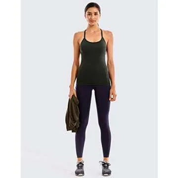 CRZ YOGA Seamless Workout Tank Tops for Women Racerback Athletic Camisole Sports Shirts with Built i...
