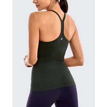 CRZ YOGA Seamless Workout Tank Tops for Women Racerback Athletic Camisole Sports Shirts with Built in Bra Dark Olive X-Small