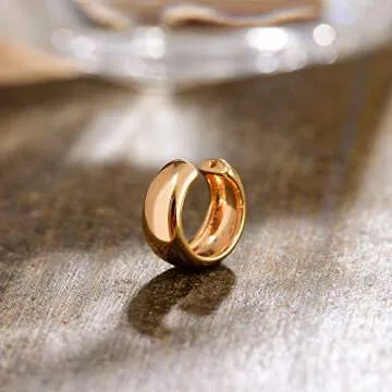 MEVECCO Chunky Ear Cuff,Dainty Conch ear cuff,Twisted Ear Cuff,14K Gold Non Pierced Ear Cuff, Gold Ear Cuff,Cabled Wide Chunky Ear Cuff Earrings,Thick Ear Cuff,Bold Cartilage Cuff, Croissant Ear Cuff,