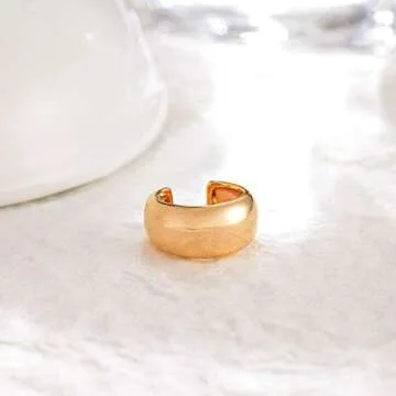 MEVECCO Chunky Ear Cuff,Dainty Conch ear cuff,Twisted Ear Cuff,14K Gold Non Pierced Ear Cuff, Gold Ear Cuff,Cabled Wide Chunky Ear Cuff Earrings,Thick Ear Cuff,Bold Cartilage Cuff, Croissant Ear Cuff,