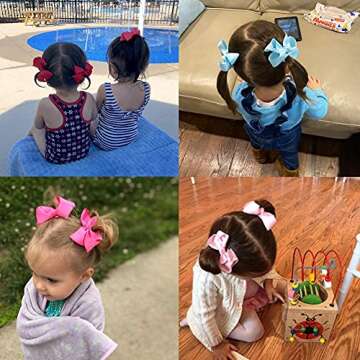 30 Colors 3 Inch Hair Bows, Hair Bow Holder Organizer for Girls, Unicorn Wall Hanging Decor