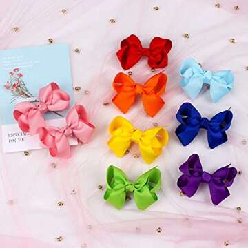 30 Colors Hair Bows and Storage Holder Organizer for Girls