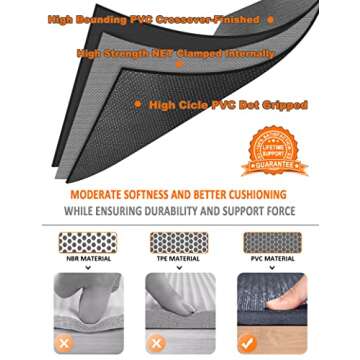 Large 12'x6' Workout Mat for All Fitness Activities