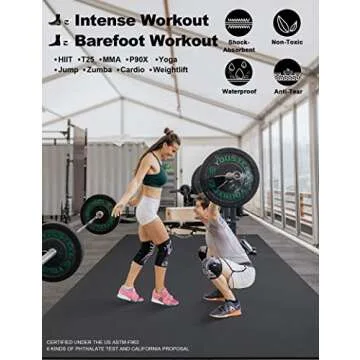 Large 12'x6' Workout Mat for All Fitness Activities