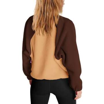 Nirovien Fleece Jacket Women Sherpa Quarter Zip Pullover Button Down Fuzzy Sweatshirt Warm Outwear w...