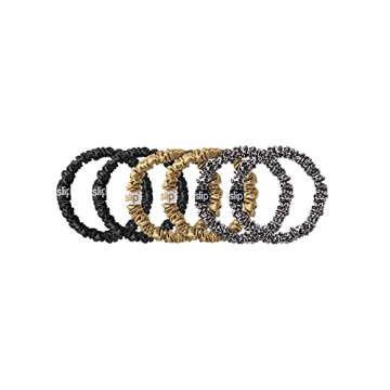 Slip Silk Skinnie Scrunchies in Gold, Black, and Leopard - 100% Pure 22 Momme Mulberry Silk Scrunchi...