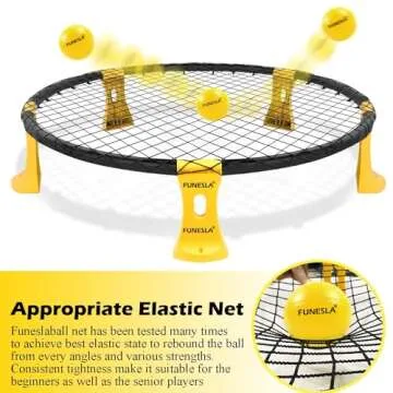 Outdoor Beach Ball Game Set Includes Standard 3 Balls,Net, Carring Case and Instruction Roundnet Game Set Beach Lawn Backyard Yard Ball Game Outdoor Indoor for Adults and Family