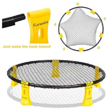 Outdoor Beach Ball Game Set Includes Standard 3 Balls,Net, Carring Case and Instruction Roundnet Game Set Beach Lawn Backyard Yard Ball Game Outdoor Indoor for Adults and Family