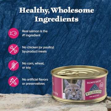 Blue Buffalo Wilderness Natural High-Protein Grain-Free Wet Food for Adult Cats, Salmon Paté, 5.5-oz. Cans, 24 Count