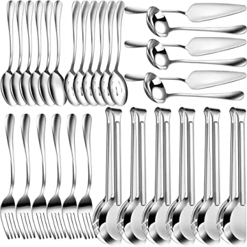 Thenshop 30 Pcs Stainless Steel Serving Utensils Set for Elegant Buffets and Parties