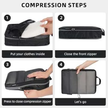 BAGAIL 4 Set/6 Set Ultralight Compression Packing Cubes Packing Organizer for Travel Accessories Luggage Suitcase Backpack(70D FullMesh 6Set Black)