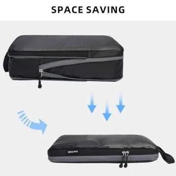 BAGAIL 4 Set/6 Set Ultralight Compression Packing Cubes Packing Organizer for Travel Accessories Luggage Suitcase Backpack(70D FullMesh 6Set Black)