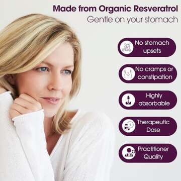 Organic Resveratrol Supplement 1200mg - Extra Strength Formula for Anti Aging, Heart & Immune Health - 90 Vegan Capsules with 99% Trans-Resveratrol, Green Tea Leaf & Black Pepper