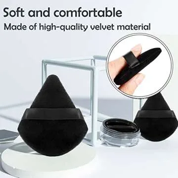 8 Pieces Triangle Powder Puff, Triangle Makeup Puff Pure Cotton Powder Velour Soft Face Makeup Tool with Storage Box, Washable Cosmetic Foundation Puffs (Black)