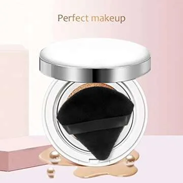 8 Pieces Triangle Powder Puff, Triangle Makeup Puff Pure Cotton Powder Velour Soft Face Makeup Tool with Storage Box, Washable Cosmetic Foundation Puffs (Black)