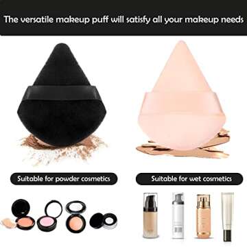 8 Pieces Triangle Powder Puff, Triangle Makeup Puff Pure Cotton Powder Velour Soft Face Makeup Tool with Storage Box, Washable Cosmetic Foundation Puffs (Black)