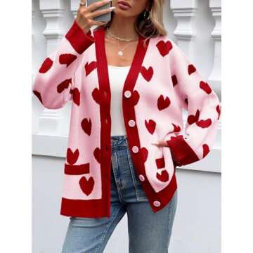 Saodimallsu Women's Cardigan: Cozy Heart-Printed Style