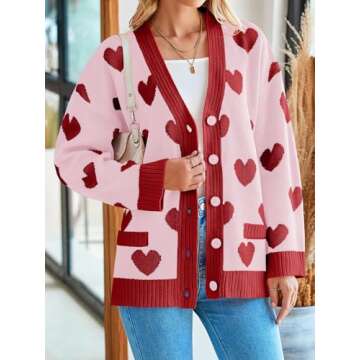 Saodimallsu Women's Cardigan: Cozy Heart-Printed Style