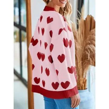 Saodimallsu Women's Cardigan: Cozy Heart-Printed Style