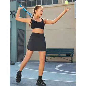JACK SMITH Women's Athletic Skorts Tennis Lightweight Active Skirts Inner Pockets Running Golf Workout Sports(L, Black)