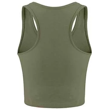 Boao 4 Pieces Basic Crop Tank Tops Sleeveless Racerback Crop Top for Women (Black, White, Army Green, Coffee, Large)