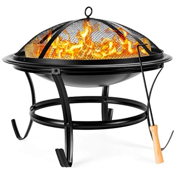 Best Choice Products 22-inch Outdoor Patio Steel Fire Pit Bowl BBQ Grill for Backyard, Camping, Picn...