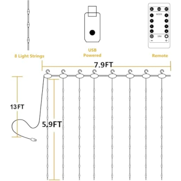 YEOLEH USB Powered String Lights Curtain for Decor